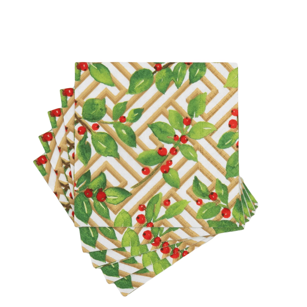 SERVILLETA COCTEL HOLLY AND FRETWORK WHITE X8289