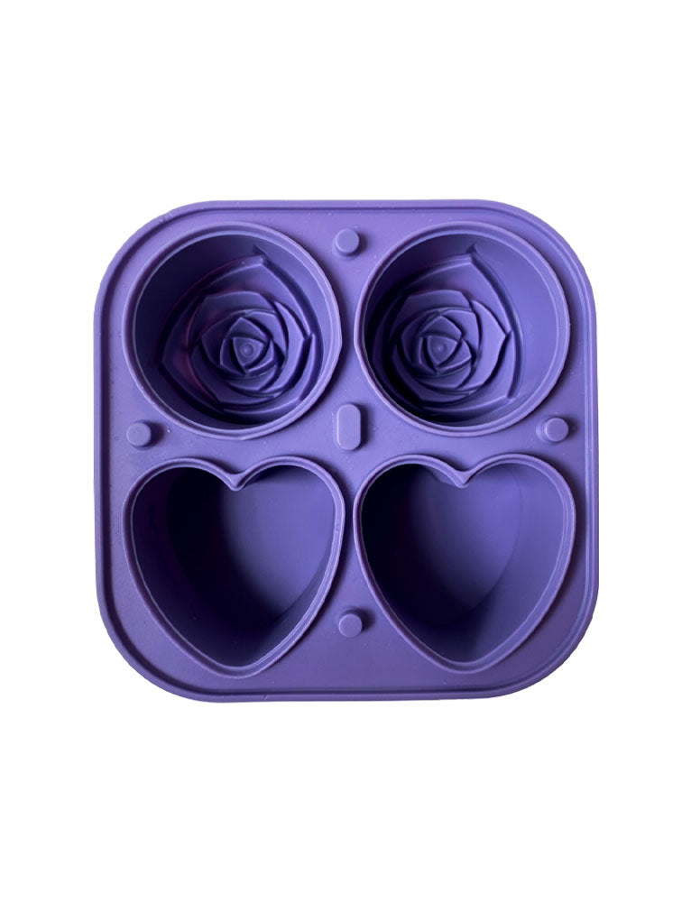 CUBETA SILICONA 4 HIELOS ROSAS Y DIAMANTES MORADO CXX014