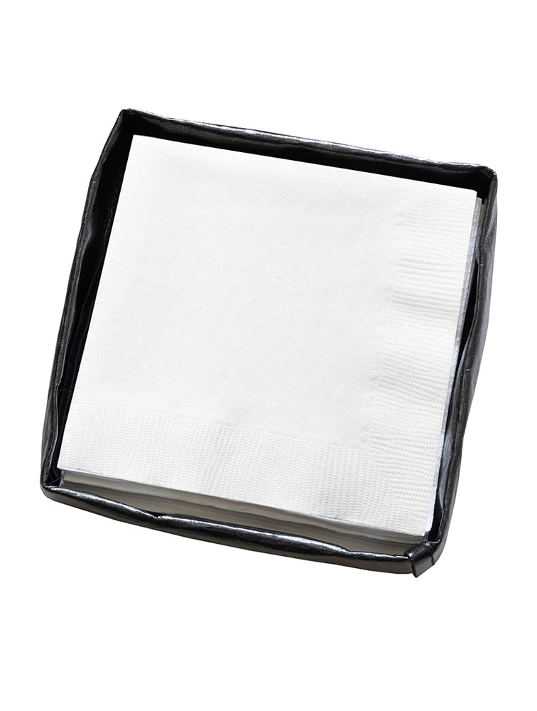 SERVILLETERO NEGRO DE PAPEL TRATADO CON 20 SERVILLETAS COCKTAIL X6760