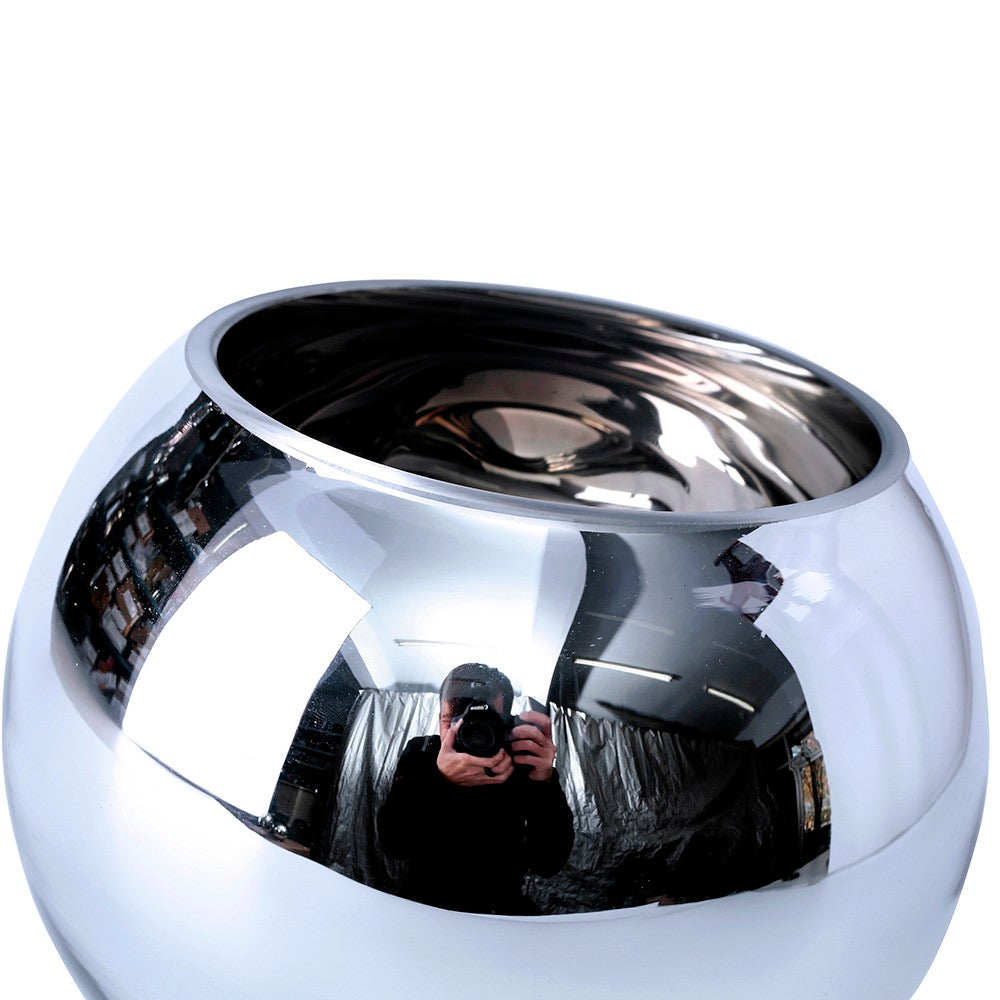 FLORERO BOMBA VIDRIO PLATEADO X6981