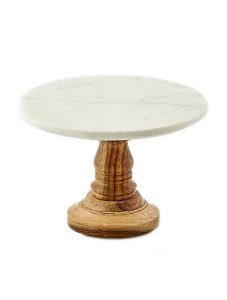 PEDESTAL DE MÁRMOL BASE MADERA MEDIANO X7294
