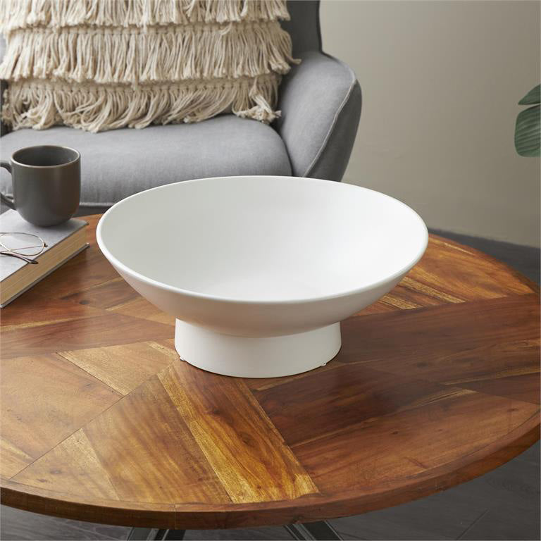 CENTRO DE MESA HONDO ELEVADO DE CERAMICA BLANCO X7664