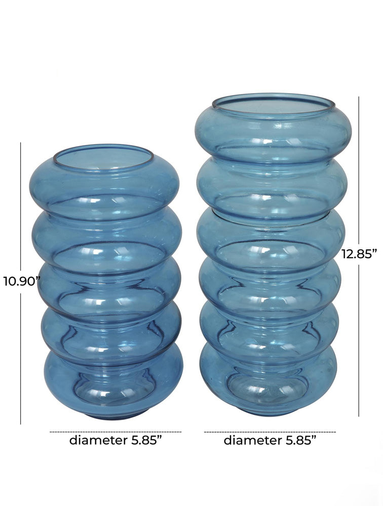 FLORERO BURBUJA DE VIDRIO CELESTE X7709C