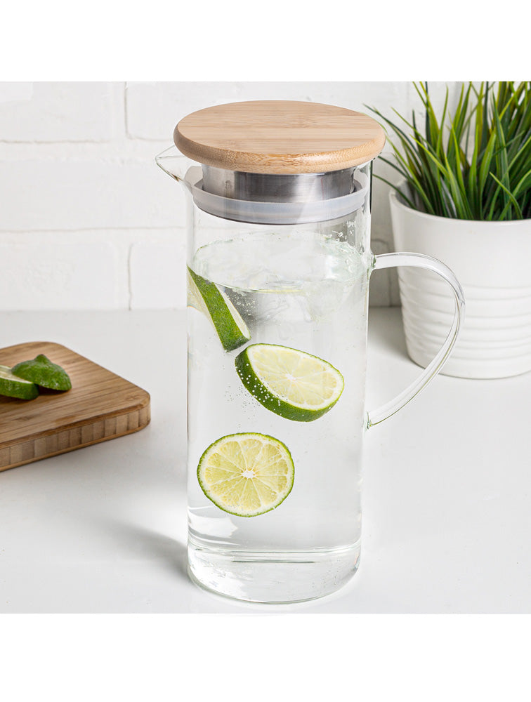 JARRA DE VIDRIO CON TAPA DE MADERA X7761