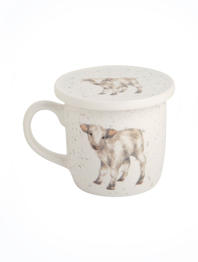 SET DE TAZA DE CERAMICA CON TAPA O PLATITO VACA X7793