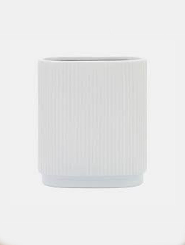 FLORERO RIDGED BLANCO 8" X8044