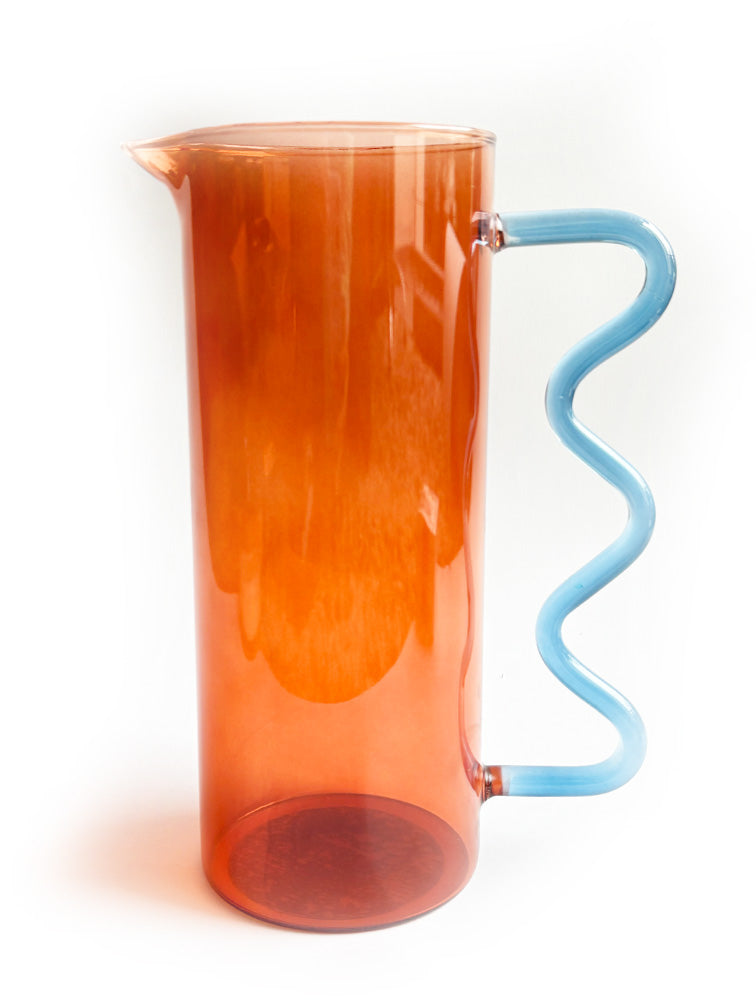 JARRA SQUIGGLE NARANJA Y CELESTE 44OZ X8076