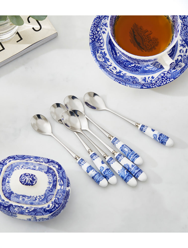CUCHARAS X6 BLUE ITALIAN MANGO PORCELANA X8128