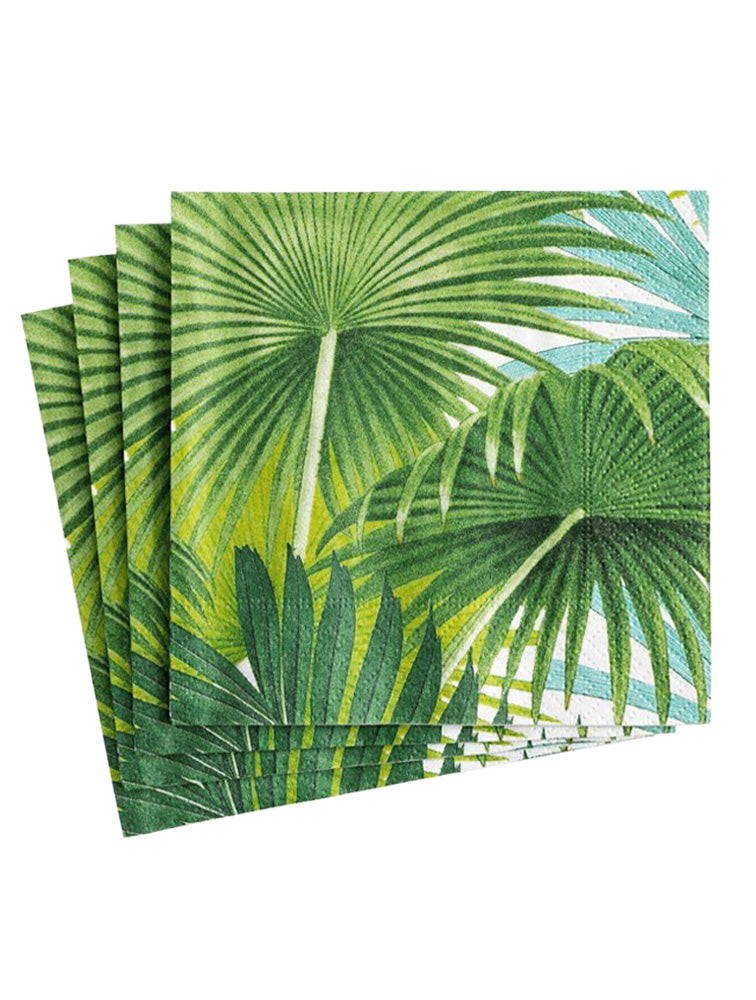 SERVILLETA CENA PALM FRONDS WHITE X8142