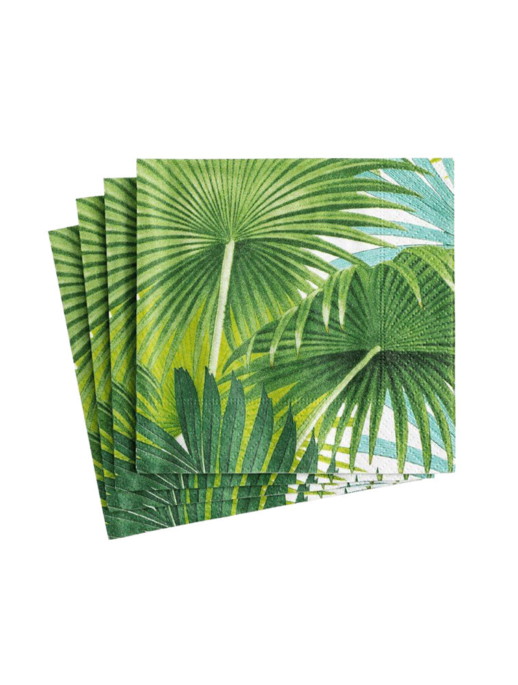 SERVILLETA COCTEL PALM FRONDS WHITE X8143