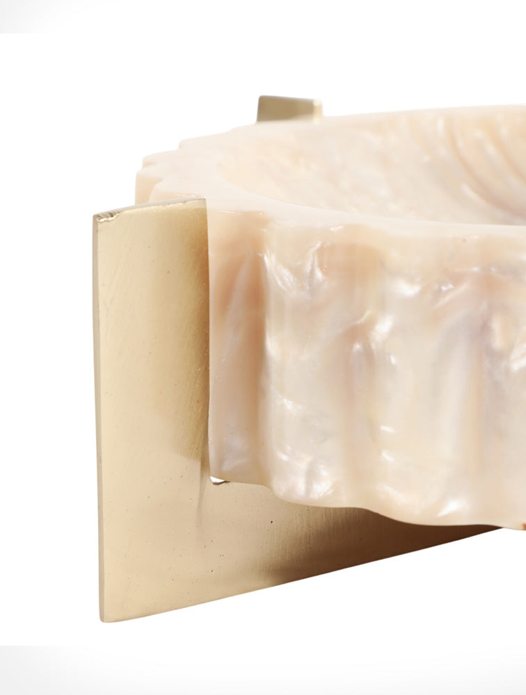 BOWL DECORATIVO CECIL BEIGE CON BASE METAL 8" X8263