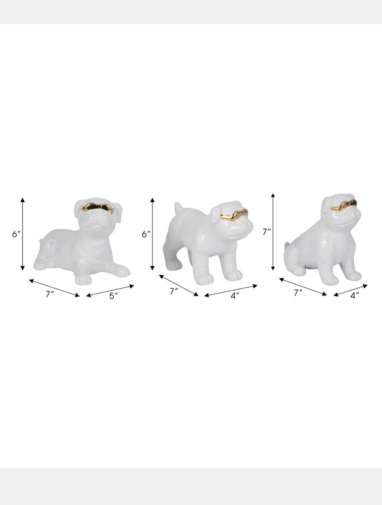 ESCULTURA PERRO PUGS CON ANTEOJOS A X8266A