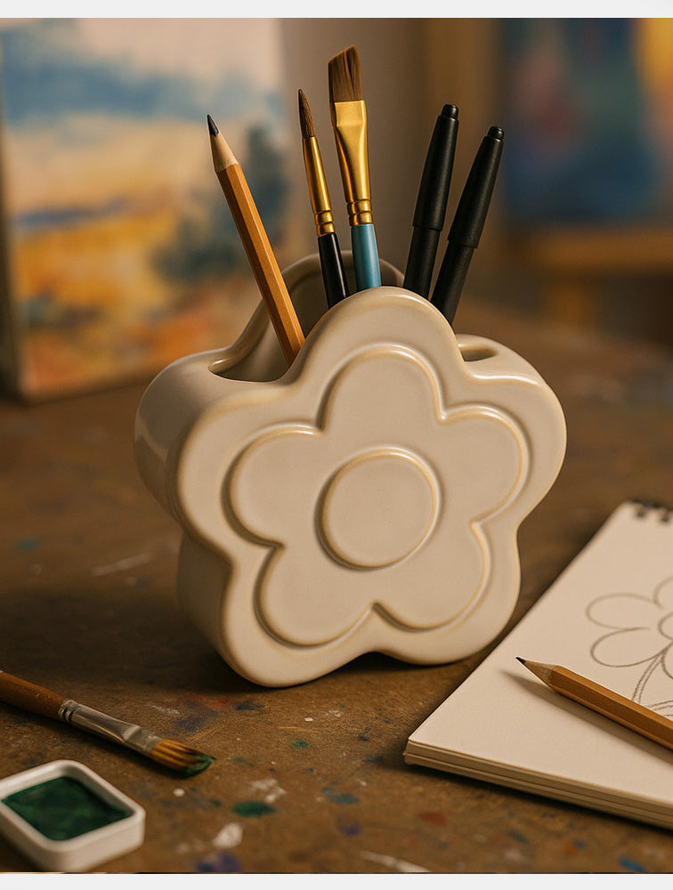 FLORERO O PORTA LAPICEROS FLOR DE CERAMICA 5" X8281