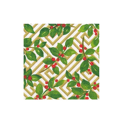 SERVILLETA COCTEL HOLLY AND FRETWORK WHITE X8289