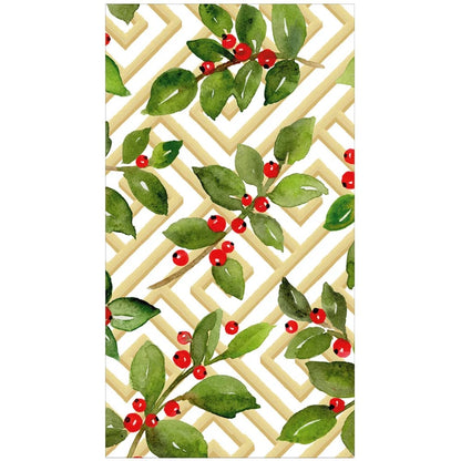 SERVILLETA VISITA  HOLLY AND FRETWORK WHITE X8290