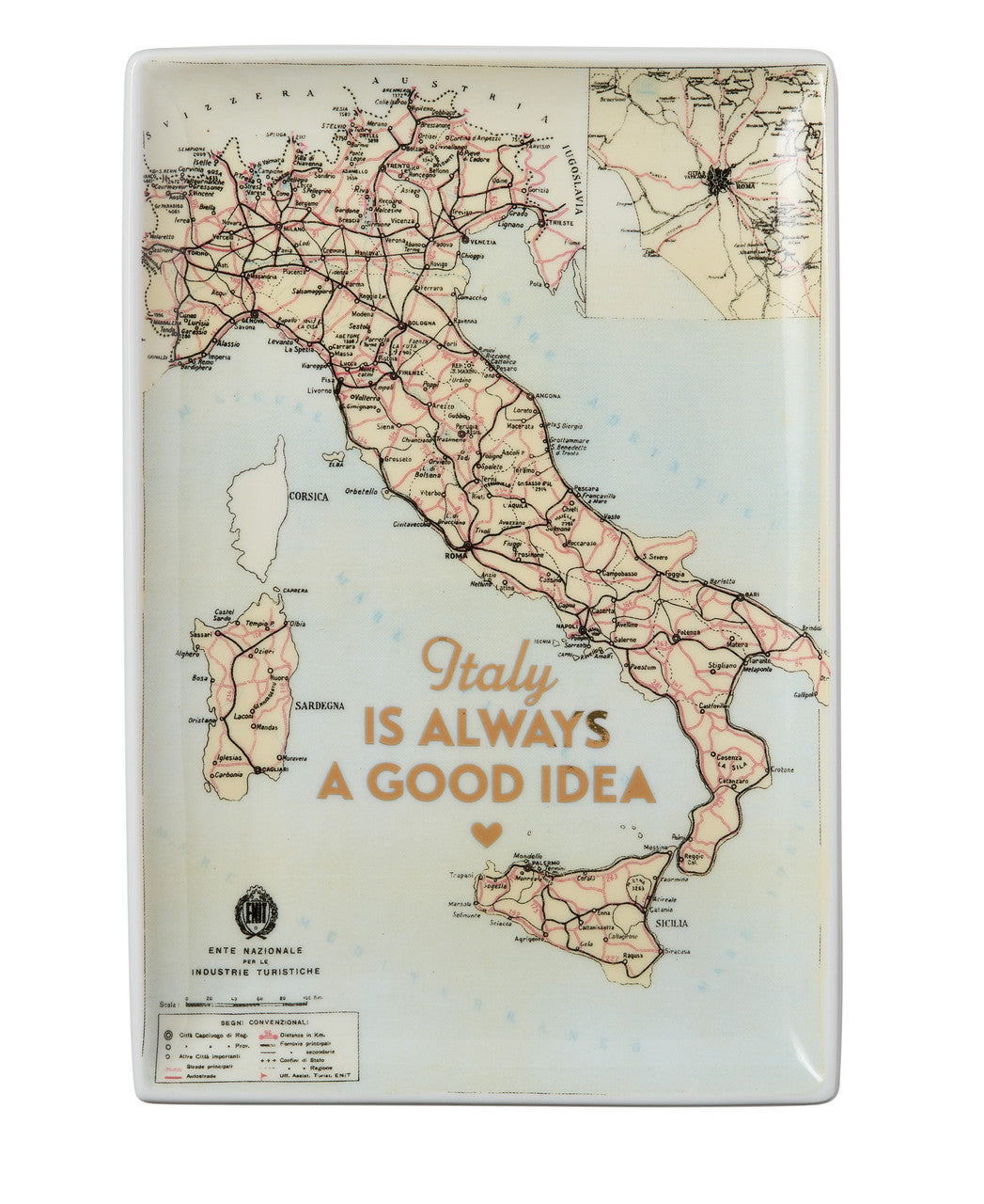 Fuente de porcelana Italy Map X8295