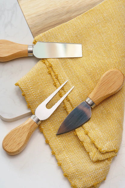 SET DE 3 CUCHILLOS QUESO ASA MADERA CNAB004
