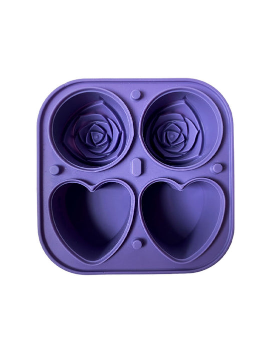 CUBETA SILICONA 4 HIELOS ROSAS Y DIAMANTES MORADO CXX014