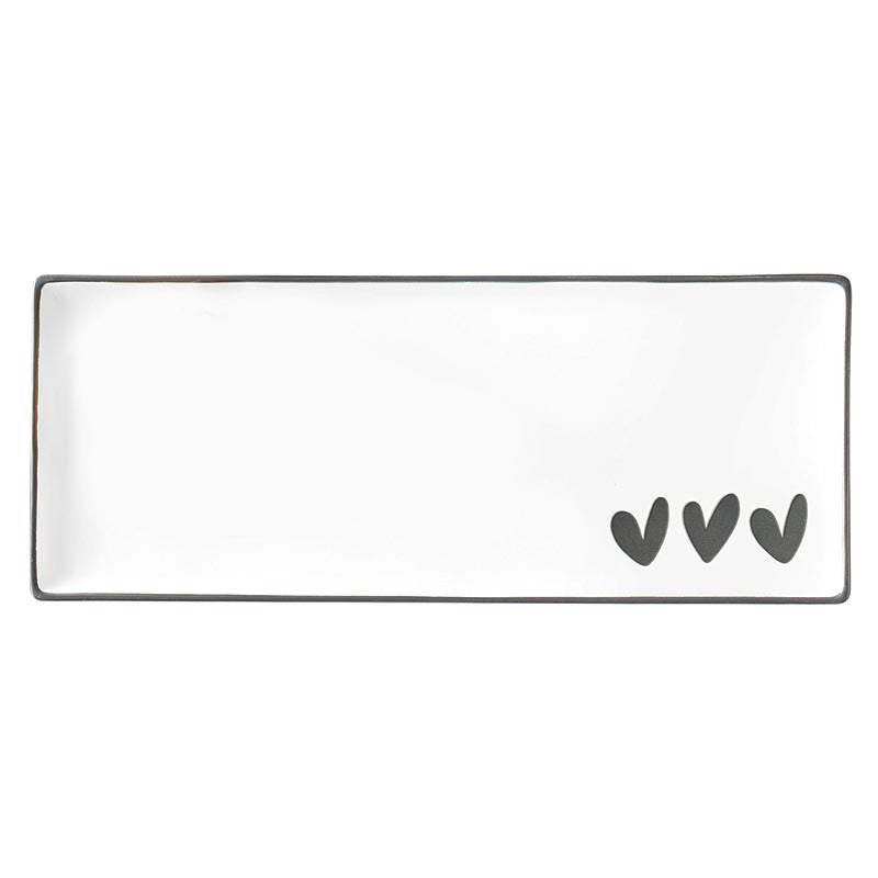 FUENTE CERAMICA LARGA 3 CORAZONES X8322