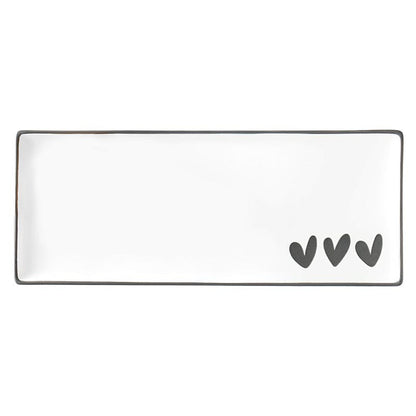 FUENTE CERAMICA LARGA 3 CORAZONES X8322