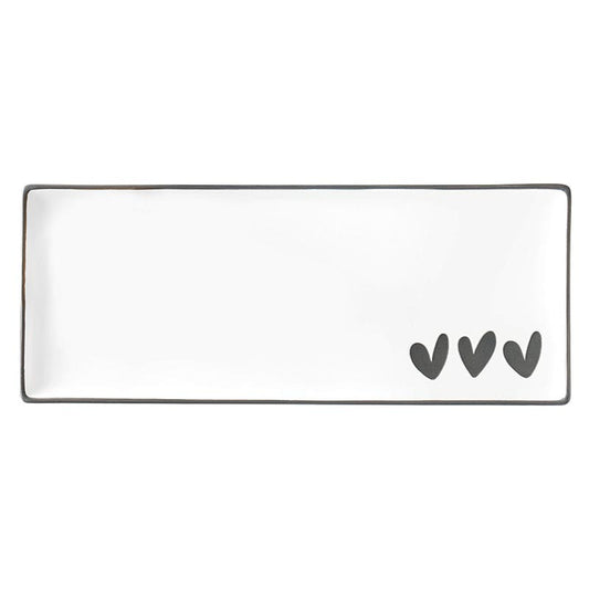 FUENTE CERAMICA LARGA 3 CORAZONES X8322