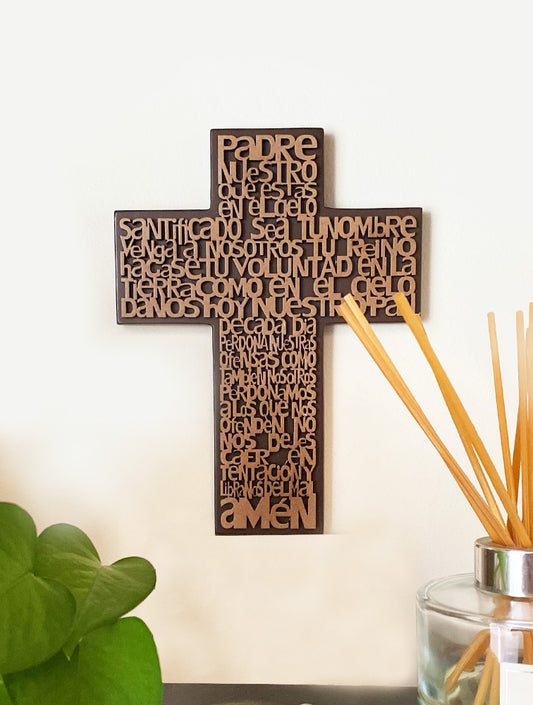 CRUZ PADRE NUESTRO MARRON N0578