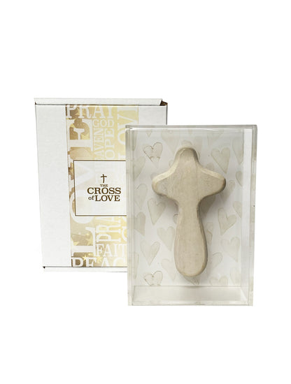 CAJA ACRILICO CRUZ BEIGE CORAZON N0583BC