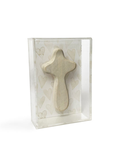 CAJA ACRILICO CRUZ BEIGE CORAZON N0583BC