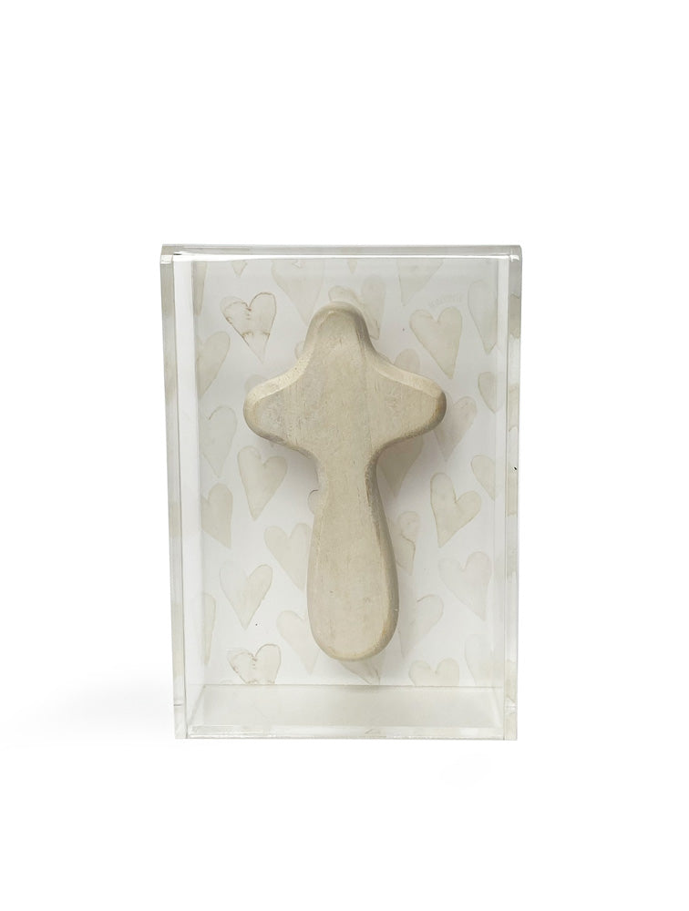 CAJA ACRILICO CRUZ BEIGE CORAZON N0583BC