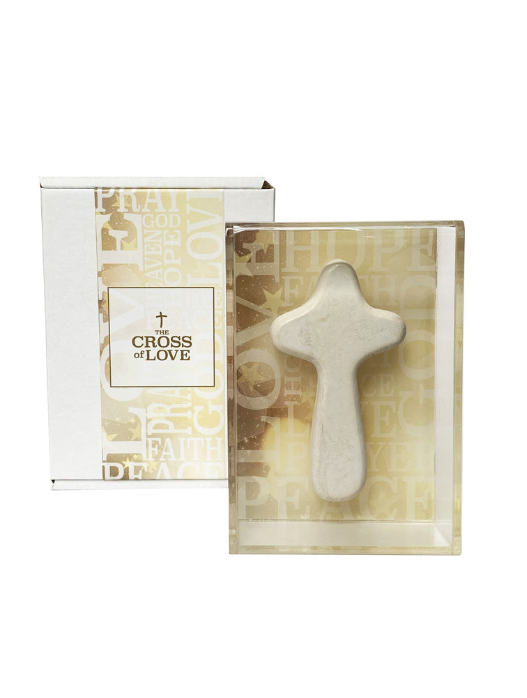 CAJA ACRILICO CRUZ BEIGE LETRAS N0583BL