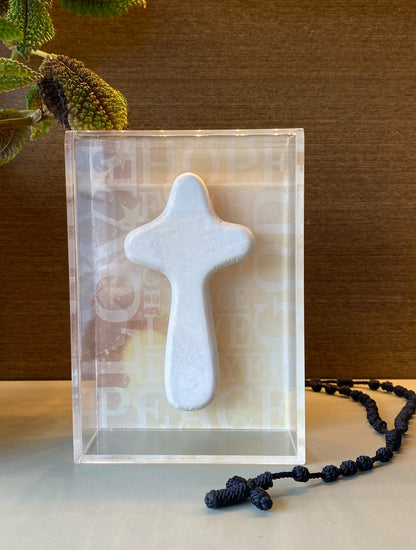 CAJA ACRILICO CRUZ CELESTE LETRAS N0583CL