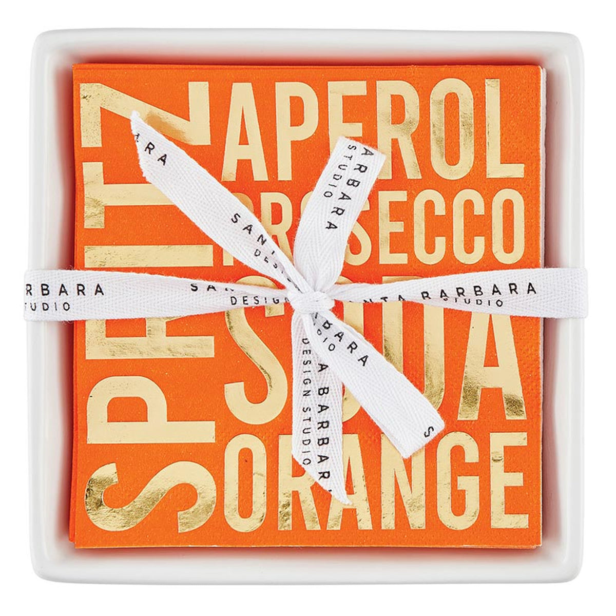 SERVILLETERO CERAMICO BLANCO CON PQTE SERVILLETAS APEROL X8321