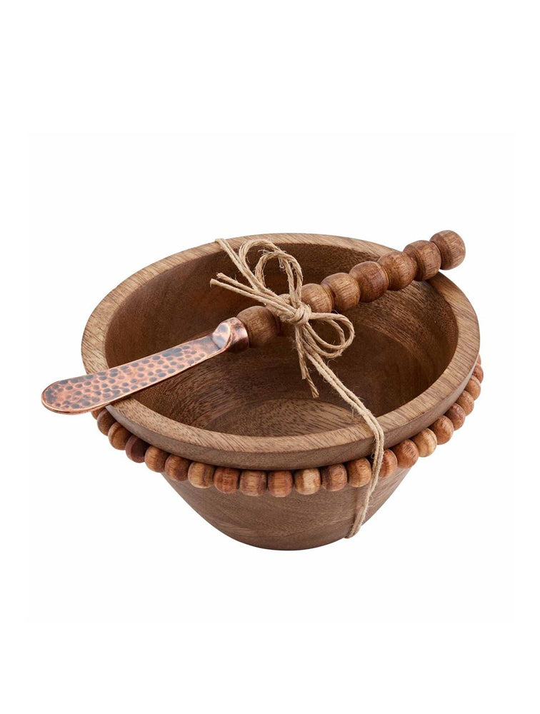 BOWL MADERA BEADED CON CUCHILLO X6711