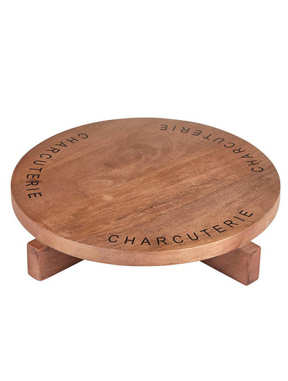 TABLA O QUESERA DE MADERA REDONDA GRANDE CON BASE X6756