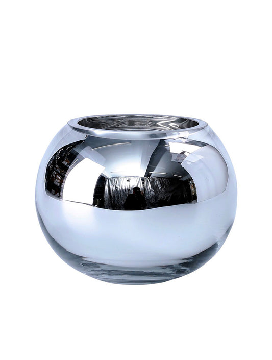 FLORERO BOMBA VIDRIO PLATEADO X6981