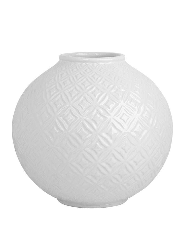 FLORERO BLANCO DE CERAMICA BOMBA X6996