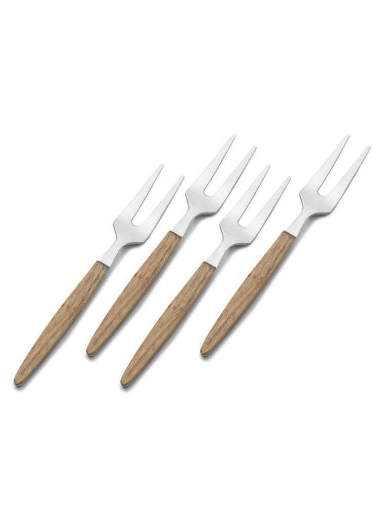 SET 4 TENEDORES ACACIA CON ACERO X7072