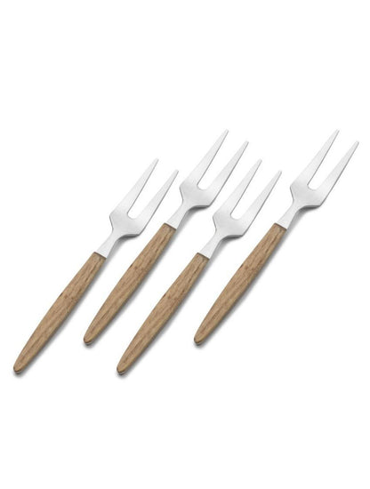 SET 4 TENEDORES ACACIA CON ACERO X7072