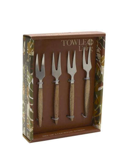SET 4 TENEDORES ACACIA CON ACERO X7072