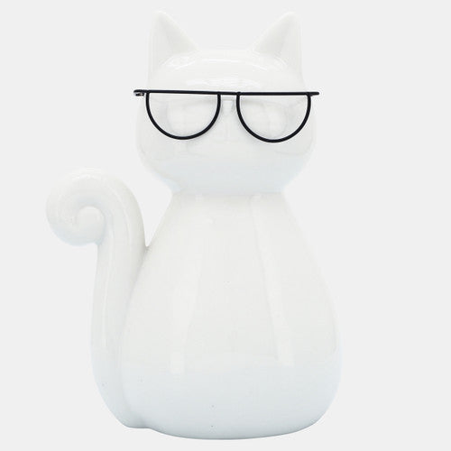 ESCULTRA PORCELANA GATO CON LENTES X7255