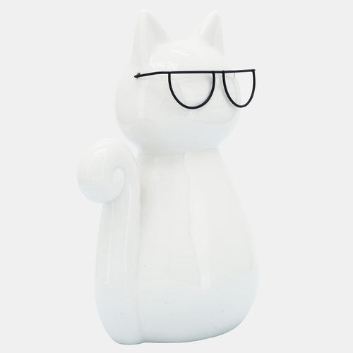 ESCULTRA PORCELANA GATO CON LENTES X7255