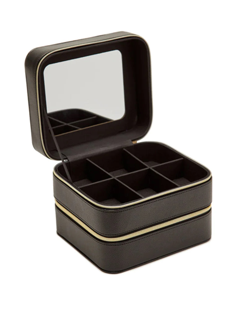 CAJA DE COSMÉTICOS DE 2 PISOS GRIS NEGRO X7314