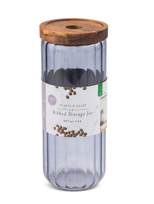 CANISTER VIDRIO CON TAPA MADERA GRANDE X7378GR