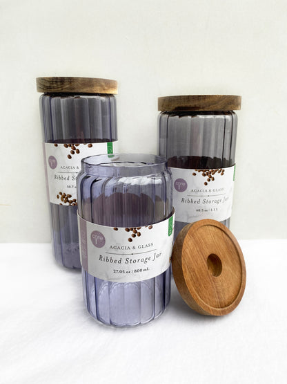 CANISTER VIDRIO CON TAPA MADERA GRANDE X7378GR