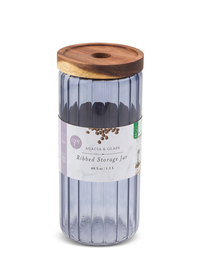 CANISTER VIDRIO CON TAPA MADERA MEDIANO X7378ME