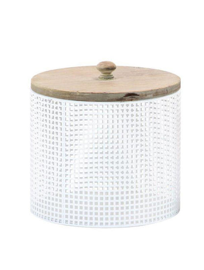 CANISTER PARA DECORACIÓN DE METAL CON TAPA MADERA X7563GR