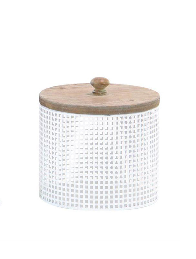 CANISTER PARA DECORACIÓN DE METAL CON TAPA MADERA X7563ME