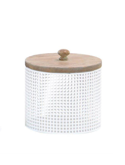 CANISTER PARA DECORACIÓN DE METAL CON TAPA MADERA X7563ME
