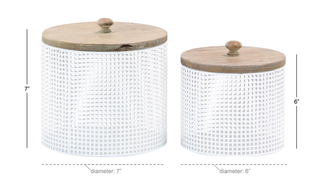 CANISTER PARA DECORACIÓN DE METAL CON TAPA MADERA X7563ME