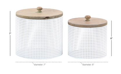 CANISTER PARA DECORACIÓN DE METAL CON TAPA MADERA X7563ME